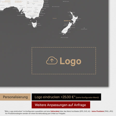 Carte du monde TRAVEL® Poster Premium – Gris foncé