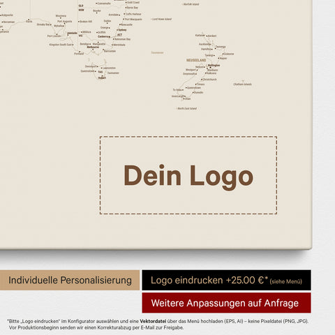 Carte du monde à épingles FINELINE® – Desert Sand