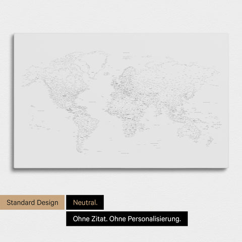 Carte du monde épurée FINELINE en toile tableau d'affichage couleur Coolgray sans personnalisation