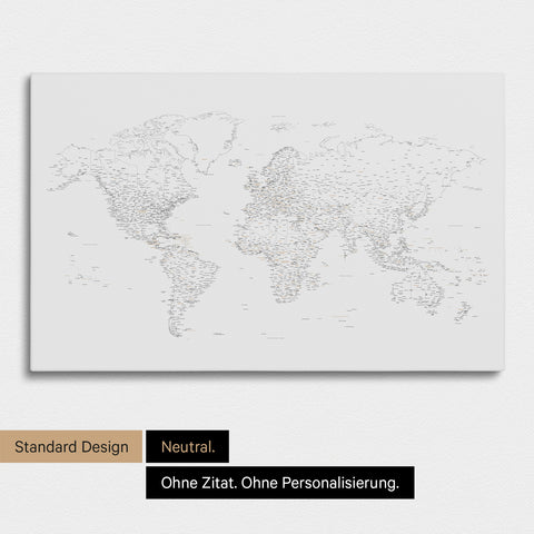 Carte du monde épurée FINELINE en toile tableau d'affichage en noir et blanc sans personnalisation