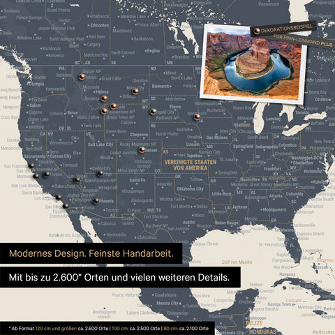 Carte du monde détaillée en tableau d'affichage multicolore mat pour marquer jusqu'à 2 600 destinations de voyage aux États-Unis, au Canada et au Mexique, idéale pour la représentation visuelle des voyages passés et des projets de voyage futurs
