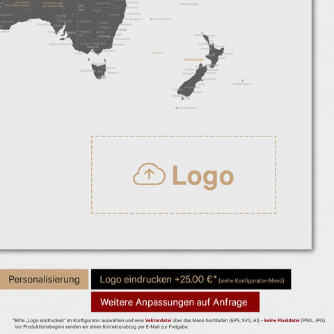 Carte du monde TRAVEL® Poster Premium – Gris clair (Weiß Grau)