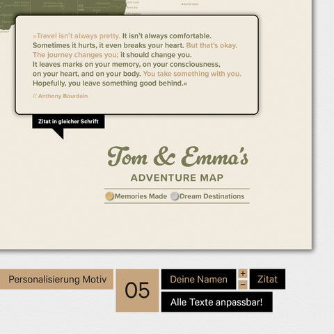 Carte du monde TRAVEL® Poster magnétique – Olive Green