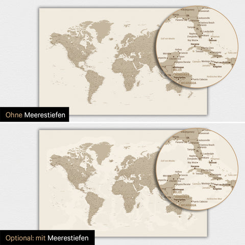 Carte du monde TRAVEL® Poster magnétique – Sable du désert