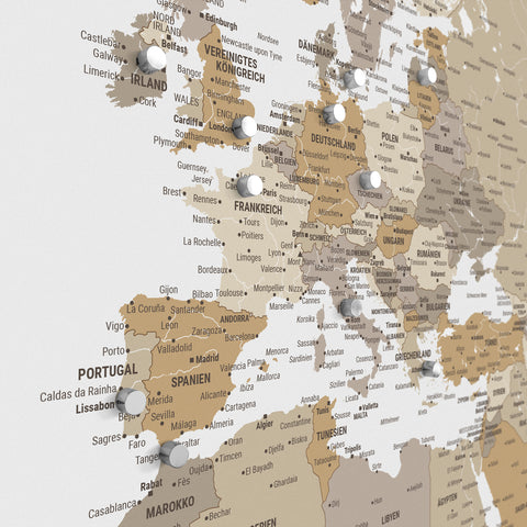 Carte du monde TRAVEL® Poster magnétique – Beige multicolore