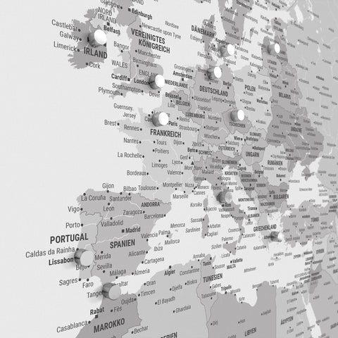 Carte du monde TRAVEL® Poster magnétique – Gris multicolore