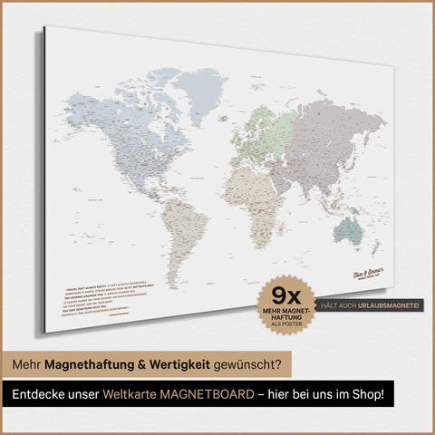 Carte du monde TRAVEL® Poster magnétique – Multicolor Light