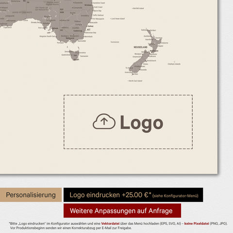 Carte du monde TRAVEL® Tableau magnétique – Gris chaud (Brun-gris)