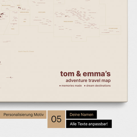 Carte de l’Australie et de l’Océanie à épingles TRAVEL® – Rouge bordeaux