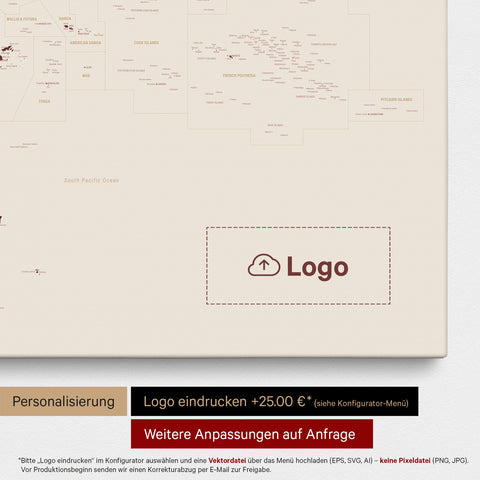 Carte de l’Australie et de l’Océanie à épingles TRAVEL® – Rouge bordeaux