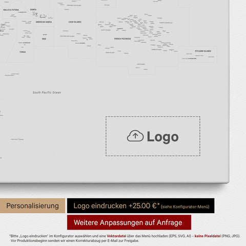 Carte de l’Australie et de l’Océanie à épingles TRAVEL® – Coolgray (Gris clair)