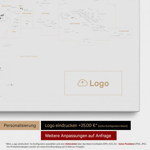 Carte de l’Australie et de l’Océanie à épingles TRAVEL® – Gris clair