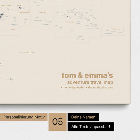 Carte de l’Australie et de l’Océanie à épingles TRAVEL® – Navy clair