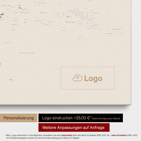 Carte de l’Australie et de l’Océanie à épingles TRAVEL® – Navy clair