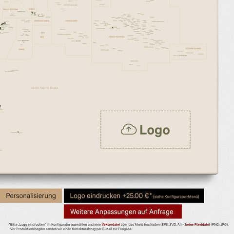 Carte de l’Australie et de l’Océanie à épingles TRAVEL® – Vert olive