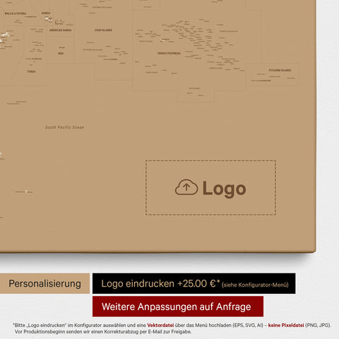 Carte de l’Australie et de l’Océanie à épingles TRAVEL® – Or trésor