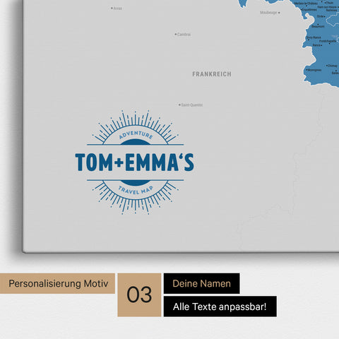 Carte de Benelux TRAVEL® à épingles – Bleu Océan
