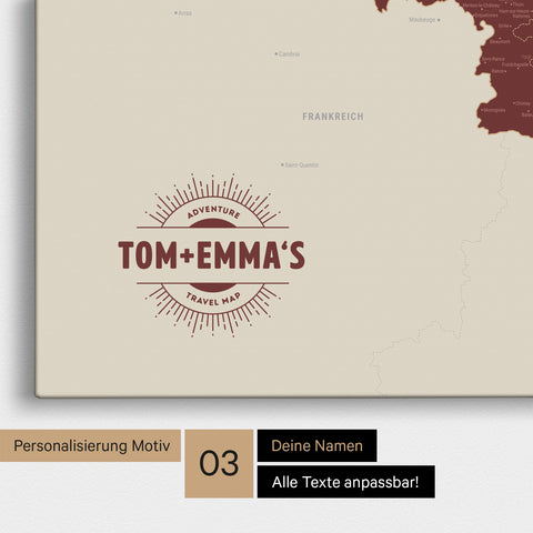 Carte de Benelux TRAVEL® à épingles – Bordeaux Rouge