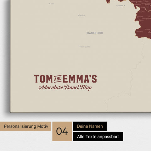 Carte de Benelux TRAVEL® à épingles – Bordeaux Rouge