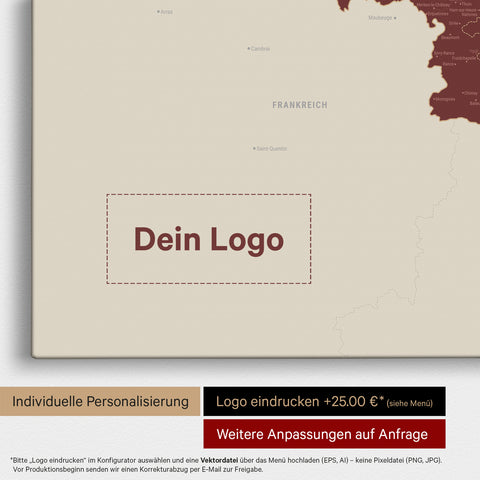 Carte de Benelux TRAVEL® à épingles – Bordeaux Rouge