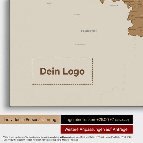 Carte de Benelux TRAVEL® à épingles – Bronze