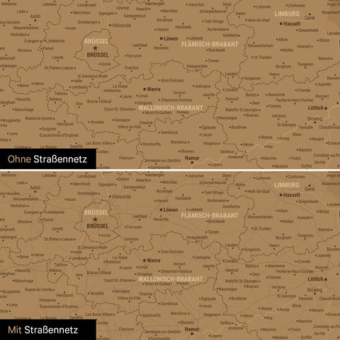 Carte de Benelux TRAVEL® à épingles – Bronze