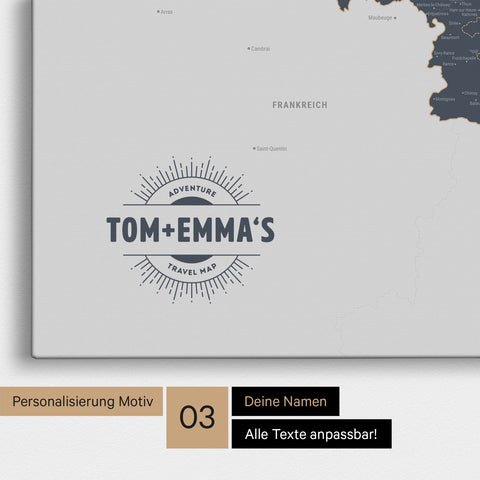 Carte de Benelux TRAVEL® à épingles – Bleu Denim