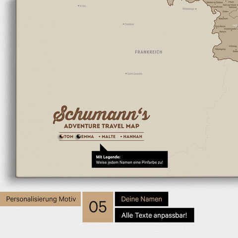 Carte de Benelux TRAVEL® à épingles – Sable du désert