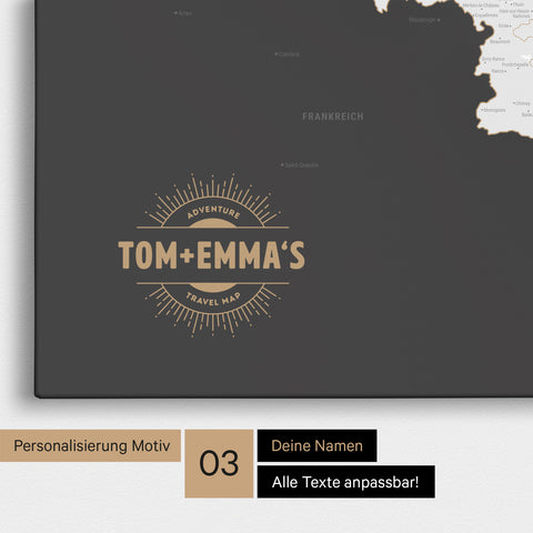 Carte de Benelux TRAVEL® à épingles – Gris foncé