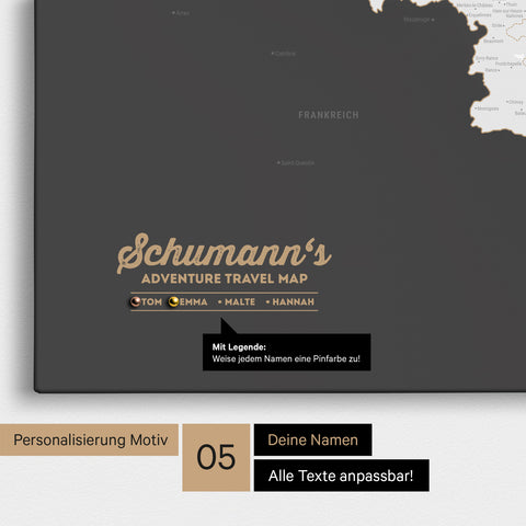 Carte de Benelux TRAVEL® à épingles – Gris foncé