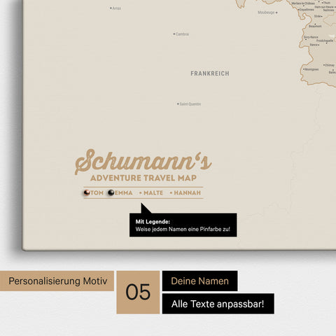 Carte de Benelux TRAVEL® à épingles – Or