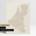 Neutrale Standard Ausführung der detaillierten Benelux-Karte als Pinnwand Leinwand in Gold ohne Personalisierung