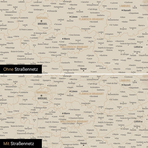 Carte de Benelux TRAVEL® à épingles – Or