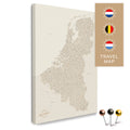 Benelux-Landkarte mit Niederlande, Belgien und Luxemburg in der Farbe Gold in einem modernen, minimalistischem Design als Leinwand zum Pinnen von Reisen und Orten