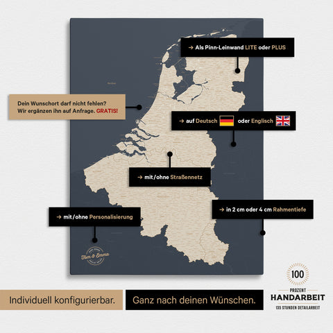 Carte de Benelux TRAVEL® à épingles – Hale Navy