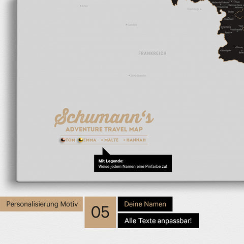 Carte de Benelux TRAVEL® à épingles – Noir clair