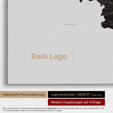 Carte de Benelux TRAVEL® à épingles – Noir clair