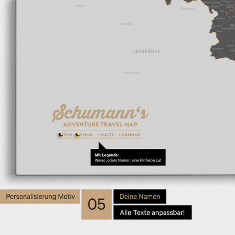 Carte de Benelux TRAVEL® à épingles – Gris clair