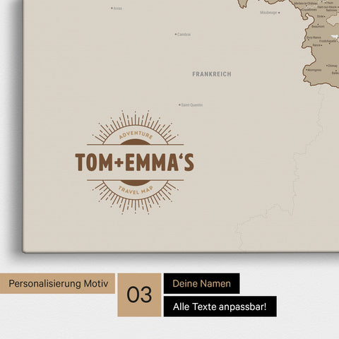 Carte de Benelux TRAVEL® à épingles – Multicolore Beige