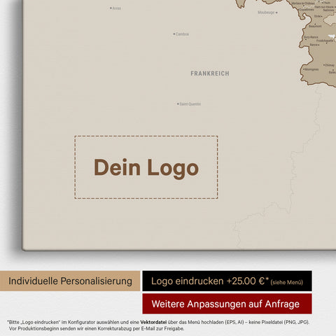 Carte de Benelux TRAVEL® à épingles – Multicolore Beige