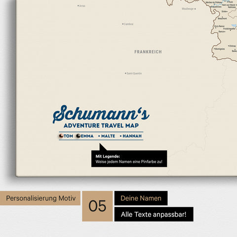 Carte de Benelux TRAVEL® à épingles – Multicolore Classique