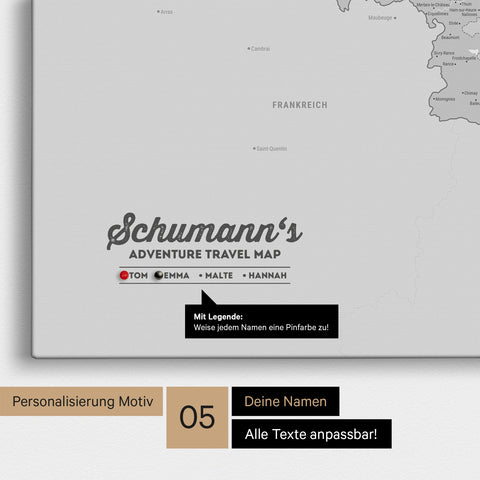 Carte de Benelux TRAVEL® à épingles – Multicolore Gris