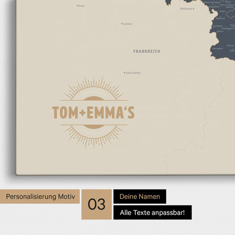 Carte de Benelux TRAVEL® à épingles – Bleu marine clair