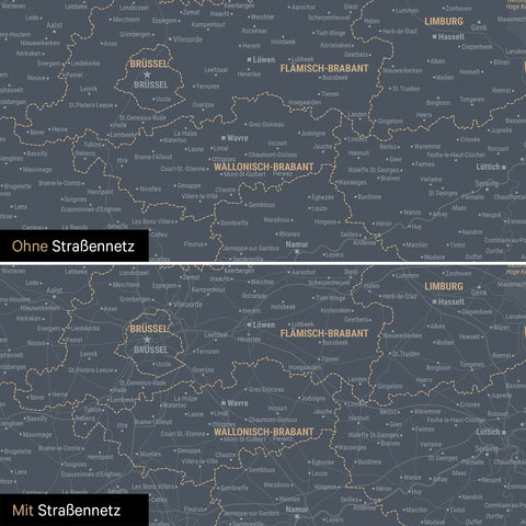 Carte de Benelux TRAVEL® à épingles – Bleu marine clair