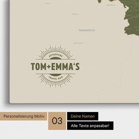 Carte de Benelux TRAVEL® à épingles – Vert Olive