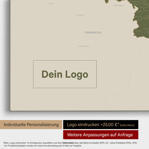 Carte de Benelux TRAVEL® à épingles – Vert Olive