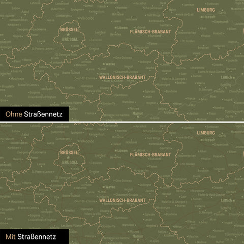 Carte de Benelux TRAVEL® à épingles – Vert Olive