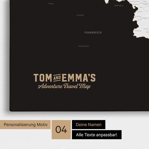 Carte de Benelux TRAVEL® à épingles – Noir foncé (Noir et blanc)