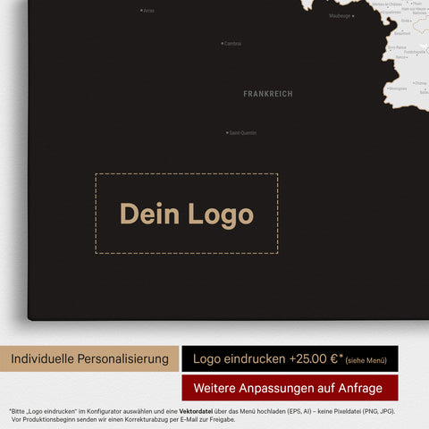 Carte de Benelux TRAVEL® à épingles – Noir foncé (Noir et blanc)