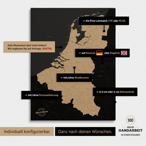 Carte de Benelux TRAVEL® à épingles – Sonar Black